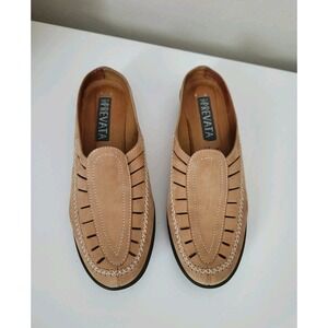 Prevata Women Leather Mule shoes Blimy Nabuk Camel Slip-On Made in Italy Size 8